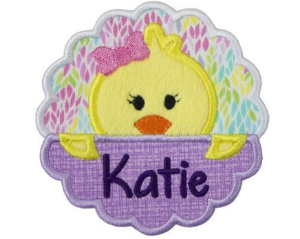 Baby Girl Easter Chick Personalized Patch - Sew Lucky Embroidery