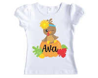 Baby Turkey Personalized Girls Shirt - Sew Lucky Embroidery