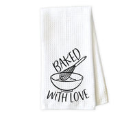 Baked with Love Kitchen Towel - Waffle Weave Towel - Microfiber Towel - Kitchen Decor - House Warming Gift - Sew Lucky Embroidery