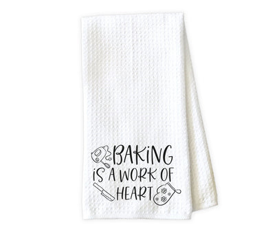 Baking is a Work of Heart Waffle Weave Microfiber Kitchen Towel