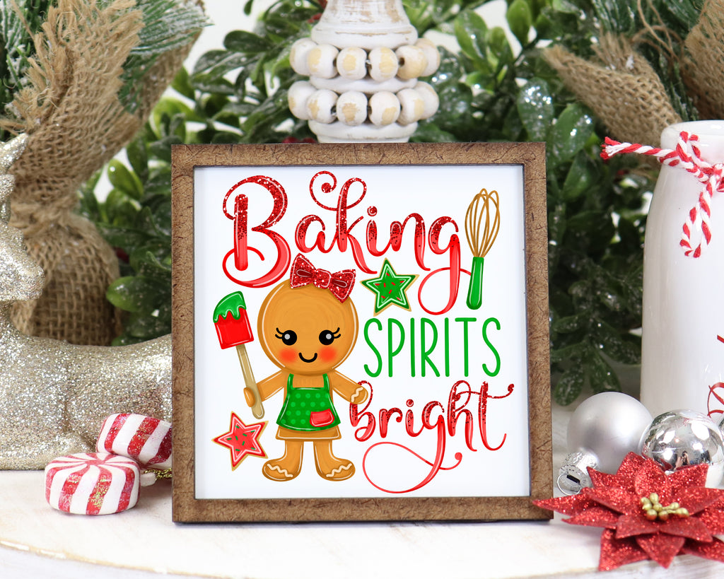Baking Spirits Bright Christmas Tier Tray Sign - Sew Lucky Embroidery