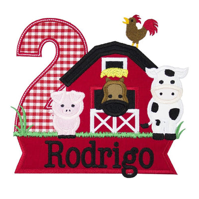 Barn Birthday Number Personalized Sew or Iron on Embroidered Patch