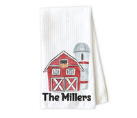 Barn Personalized Kitchen Towel - Waffle Weave Towel - Microfiber Towel - Kitchen Decor - House Warming Gift - Sew Lucky Embroidery