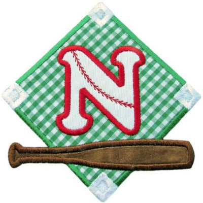 Baseball Field Letter Sew or Iron on Embroidered Patch