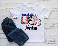 Baseball is Life Boys Personalized Shirt - Sew Lucky Embroidery