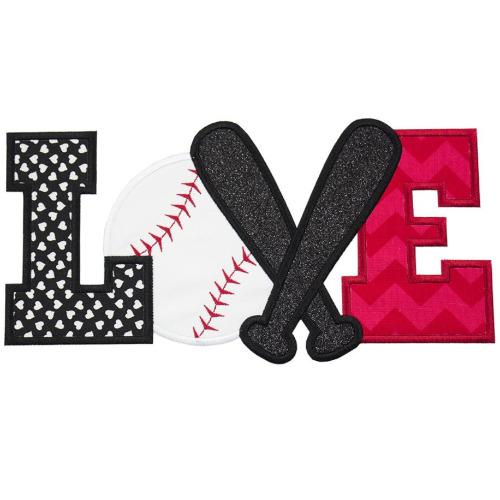 Baseball LOVE Patch - Sew Lucky Embroidery