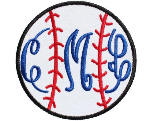 Baseball Monogrammed Patch - Sew Lucky Embroidery