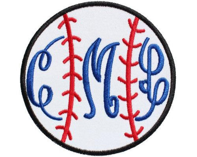 Baseball Monogrammed Sew or Iron on Embroidered Patch