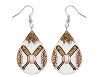Baseball Leopard and Bats Earrings - Sew Lucky Embroidery