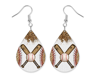 Baseball Leopard and Bats Earrings
