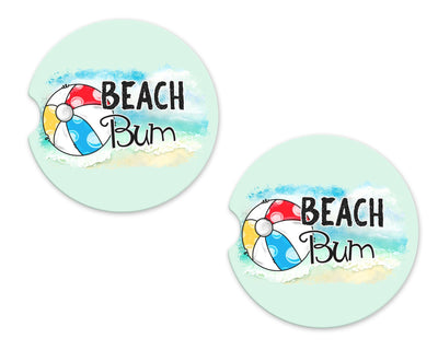 Beach Bum Sandstone Car Coasters (Set of Two)
