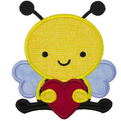 Bee with Valentine Heart Sew or Iron on Embroidered Patch