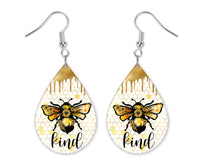 Bee Kind Honeycomb Teardrop Earrings - Sew Lucky Embroidery