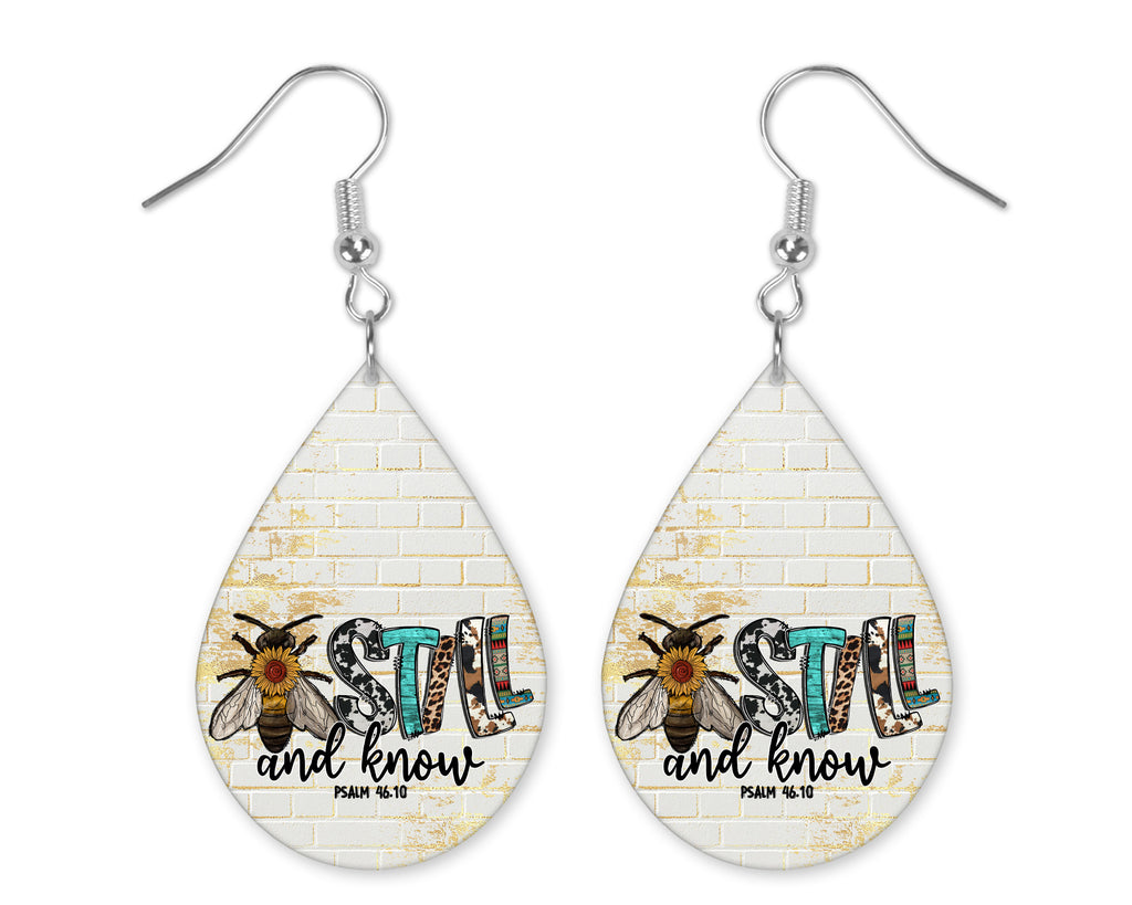 Bee Still and Know Handmade Wood Earrings - Sew Lucky Embroidery