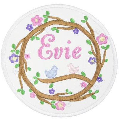 Bird Nest Personalized Sew or Iron on Embroidered Patch