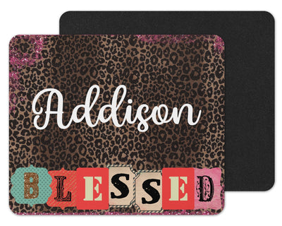 Blessed on Leopard Print Personalized Custom Mouse Pad