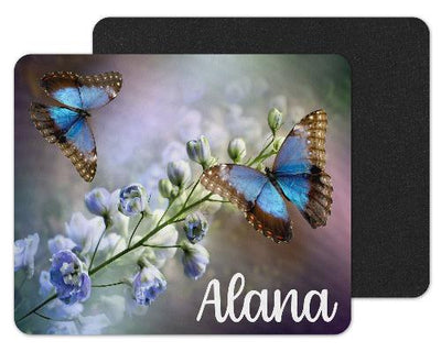 Blue Butterflies Custom Personalized Mouse Pad