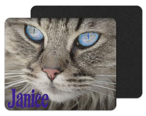 Blue Cat Eyes Custom Personalized Mouse Pad