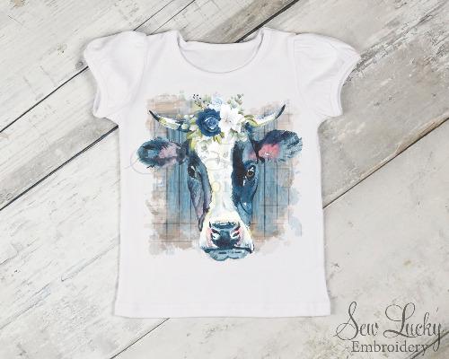 Blue Cow Girl's Printed Shirt
