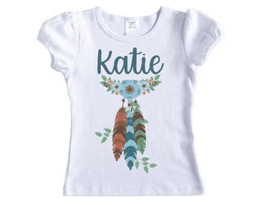 Blue Feathers and Flowers Personalized Shirt 