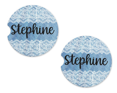 Blue Lace Sandstone Car Coasters (Set of Two)