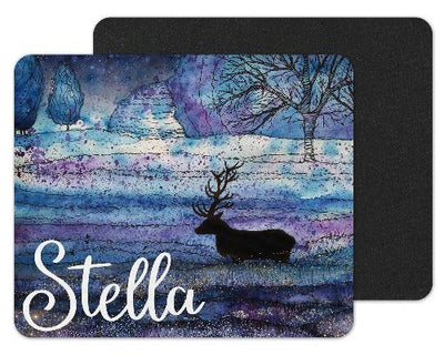 Blue Night Deer Custom Personalized Mouse Pad