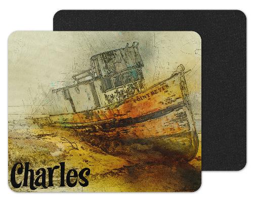 Boat Drawing Custom Personalized Mouse Pad