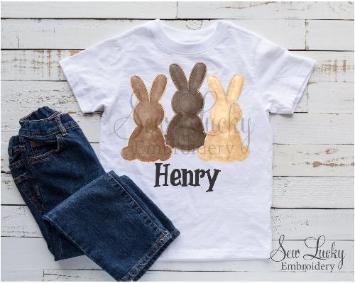 Boy Bunny Trio Personalized Printed Shirt