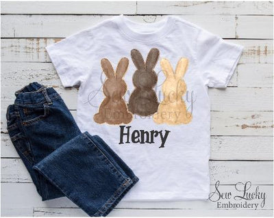 Boy Brown Bunny Trio Personalized Shirt