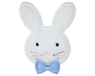 Boy Easter Bunny Face Sew or Iron on Embroidered Patch
