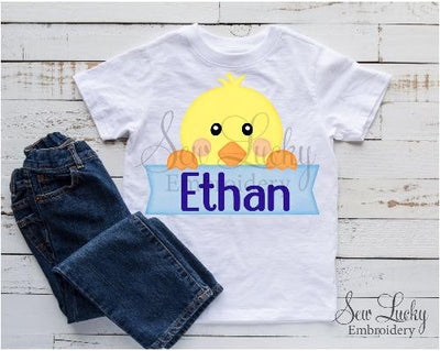 Boy Easter Chick with Personalized Banner Shirt