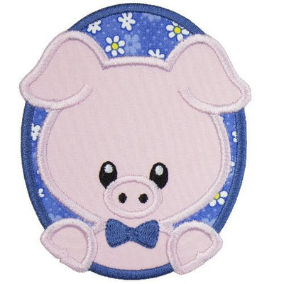 Boy Pig Sew or Iron on Embroidered Patch