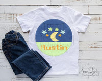 Boys Circle with Stars and Moon Personalized Printed Shirt 