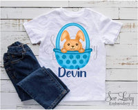 Boys Easter Bunny in Basket Personalized Printed Shirt