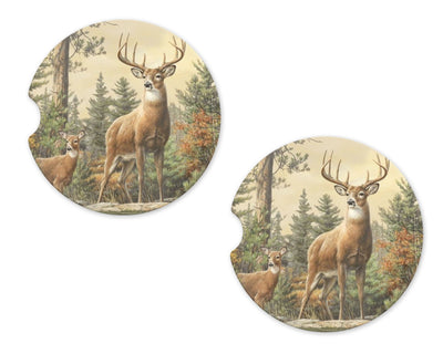 Buck and Doe Sandstone Car Coasters (Set of Two)