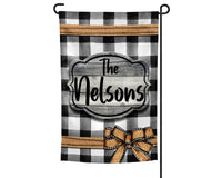 Buffalo Checked with Burlap Bow Personalized Garden Flag