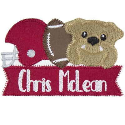 Bulldog Boy Football Personalized Sew or Iron on Embroidered Patch