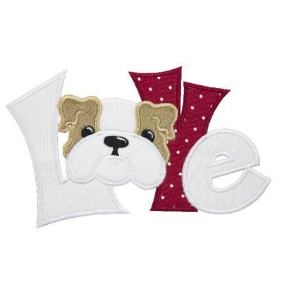 Bulldog Love Football Sew or Iron on Embroidered Patch