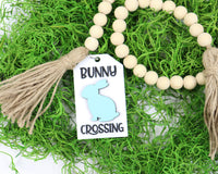 Easter Wood Bead Garland with and Engraved Bunny Crossing Tag