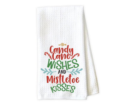 Candy Cane Wishes Waffle Weave Microfiber Kitchen Towel