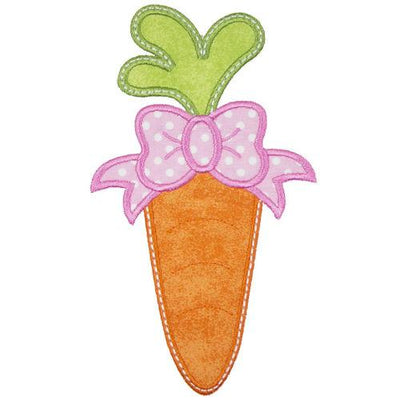 Carrot with Bow Sew or Iron on Embroidered Patch