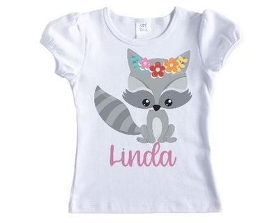 Cartoon Raccoon Personalized Girls Shirt