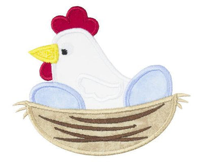 Chicken in Nest Sew or Iron on Embroidered Patch