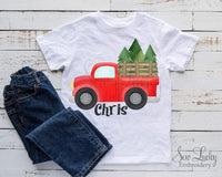 Christmas Truck with Trees Personalized Shirt - Sew Lucky Embroidery