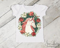 Christmas Unicorn Girls Personalized Shirt - Sew Lucky Embroidery