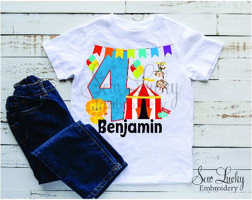 Circus Birthday Personalized Shirt - Sew Lucky Embroidery