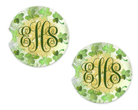 Clovers Personalized Sandstone Car Coasters - Sew Lucky Embroidery