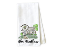 Colored House Personalized Kitchen Towel - Waffle Weave Towel - Microfiber Towel - Kitchen Decor - House Warming Gift - Sew Lucky Embroidery