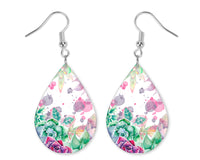 Colorful Succulents Teardrop Earrings - Sew Lucky Embroidery