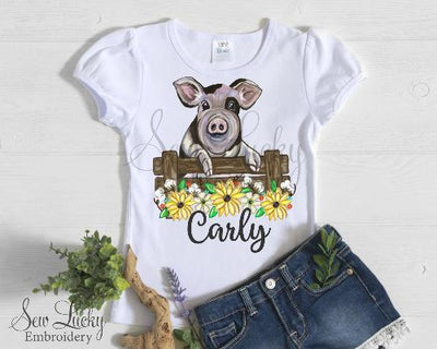 Country Pig Personalized Girls Shirt